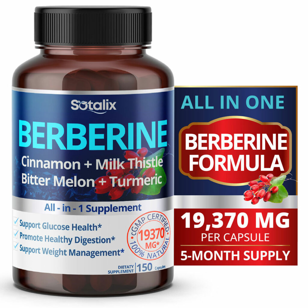 SOTALIX Premium Berberine 19 370mg Plus Ceylon Cinnamon Bitter Melon